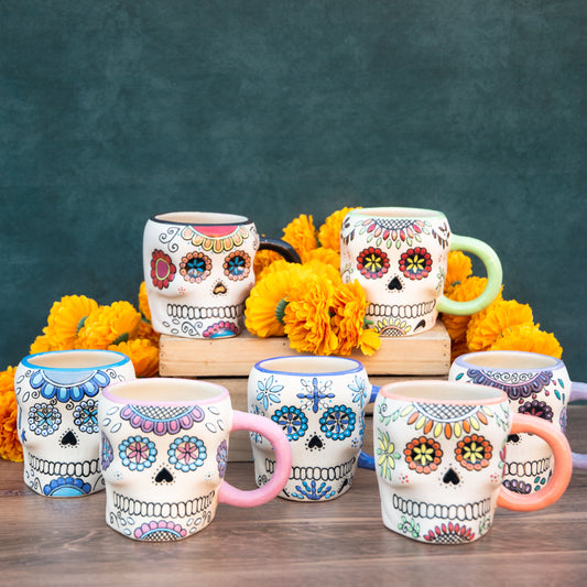 Pastel sugar skull mugs