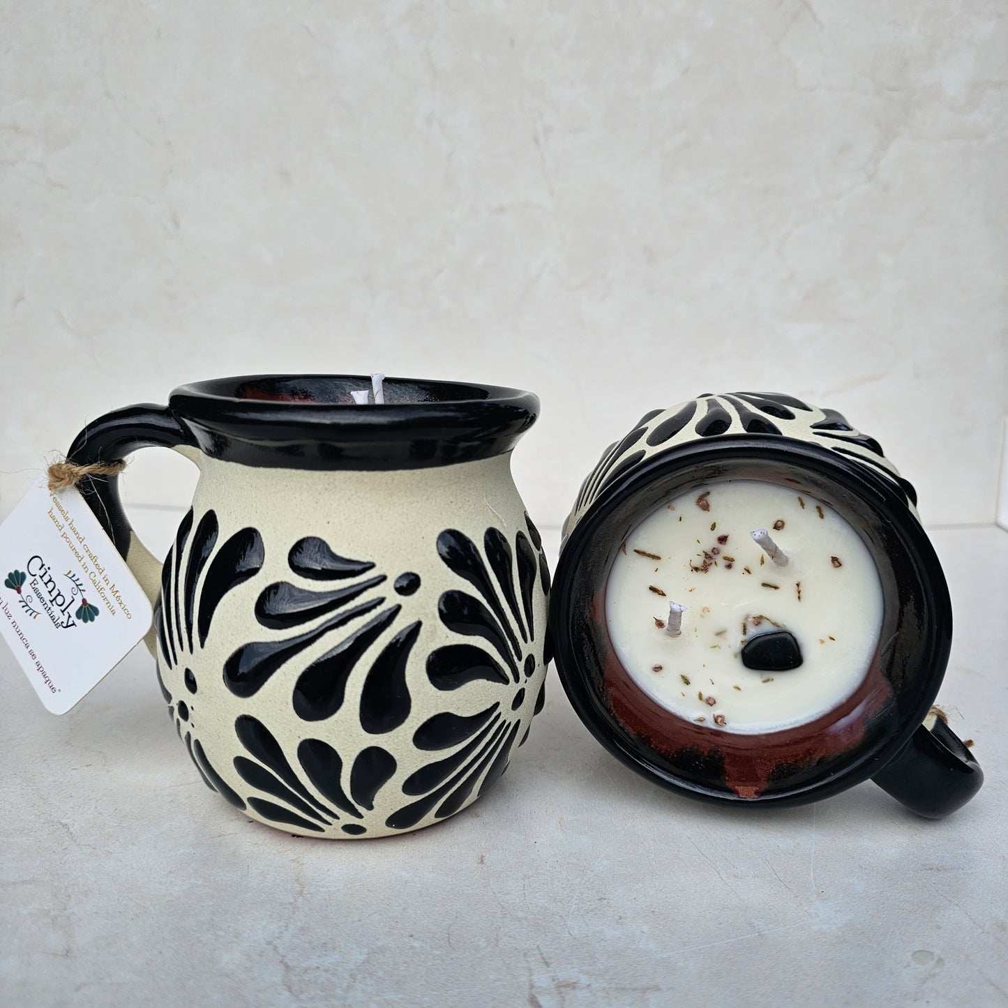 Black & White Taza Candle