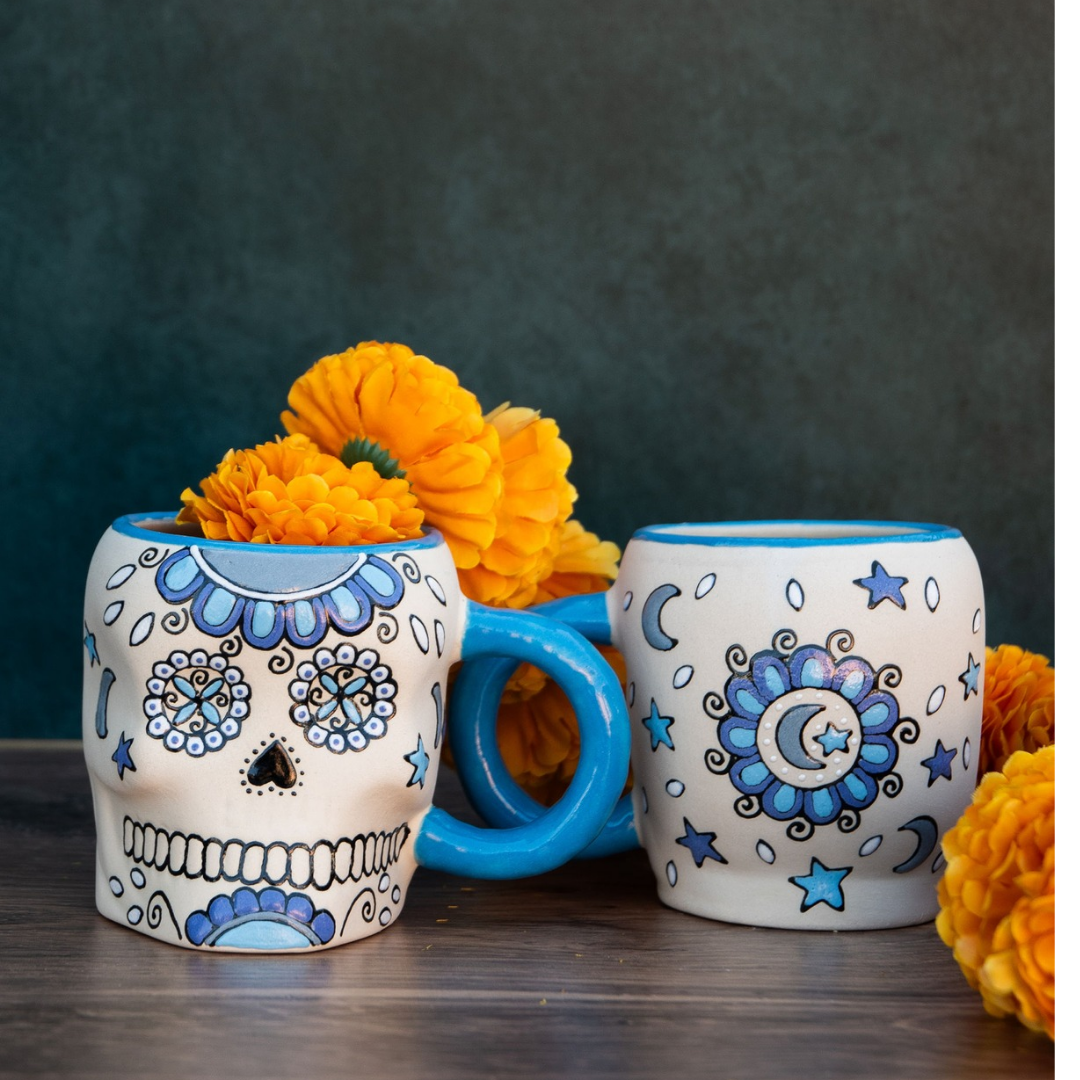 Pastel sugar skull mugs