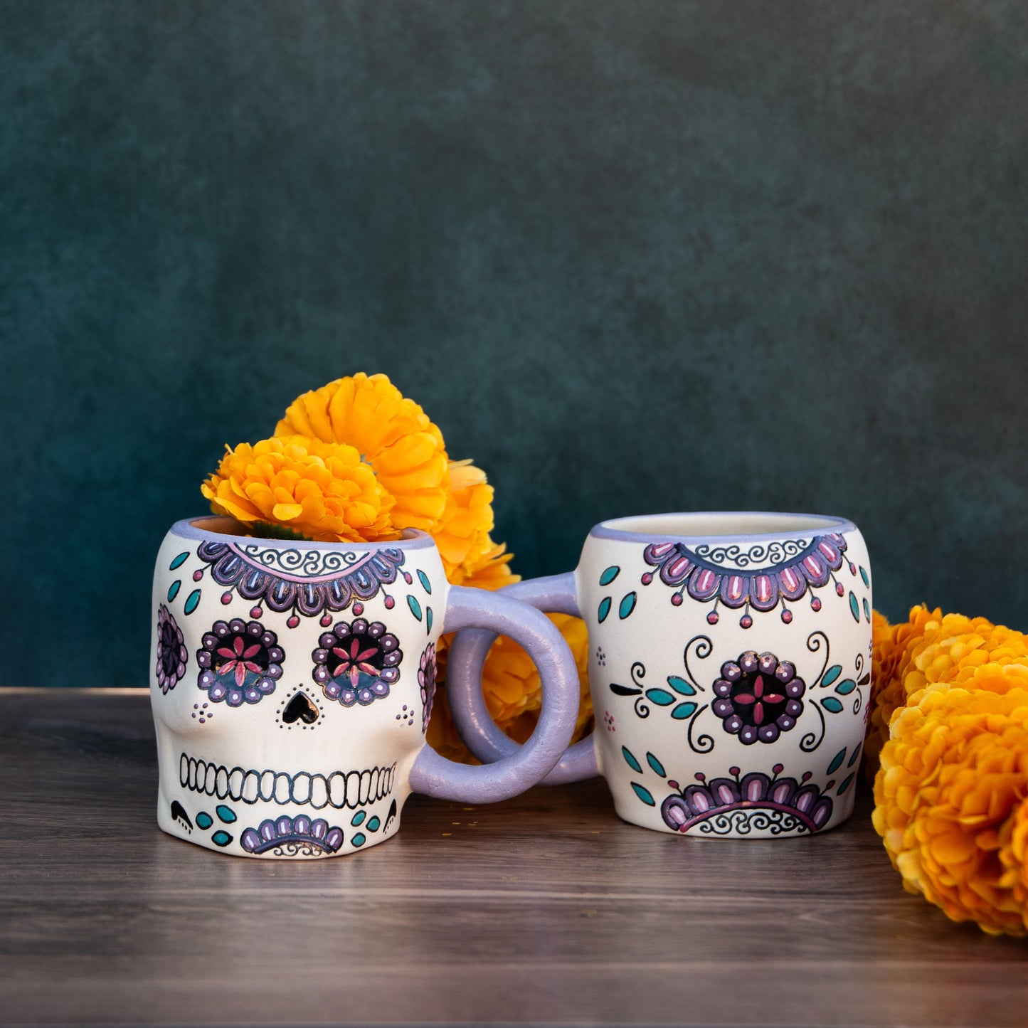 Pastel sugar skull mugs