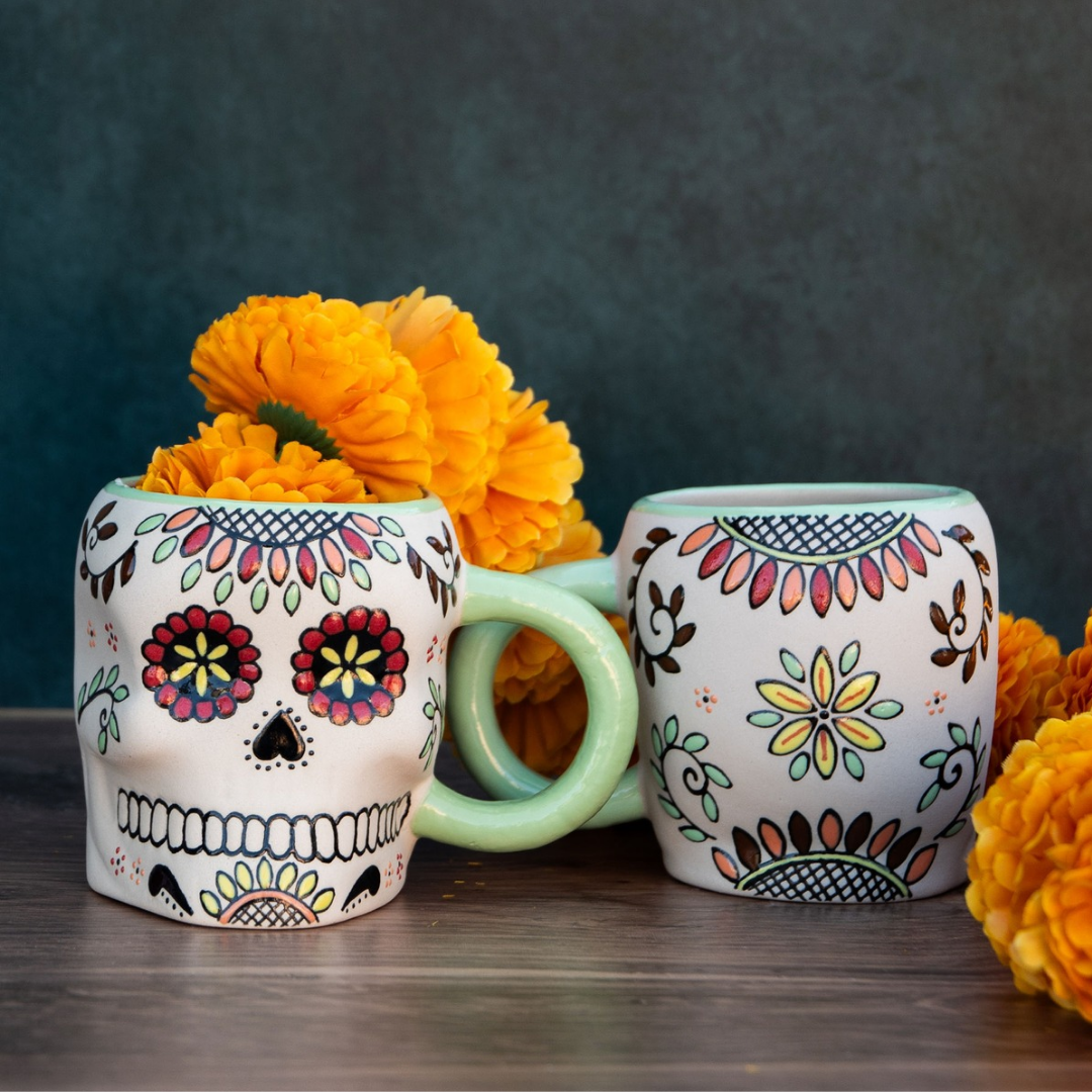 Pastel sugar skull mugs