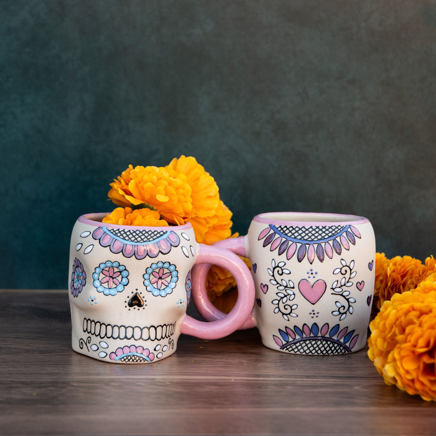 Pastel sugar skull mugs